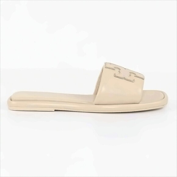 Tory Burch Minimalist Leather Slide Sandals With Stitched Logo - NWT - Picture 3 of 4